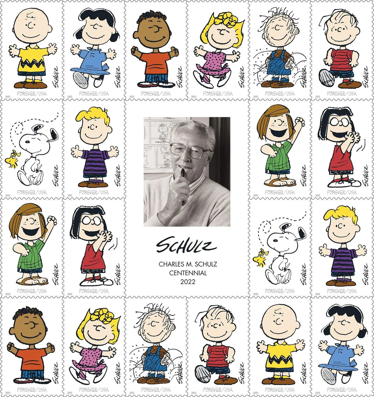 Cartoonist Charles Schulz "Peanuts" Forever Postage Stamps